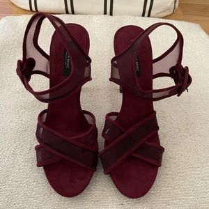 7.5W Zara Maroon Suede and Mesh Heels